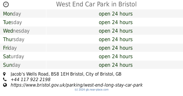 Opening Times Jacob S Wells Road Tel 44 117 922 2198